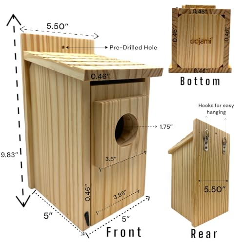 2-Pack Assorted Bird House - Outdoor- Bluebird, Finch, Wren, Chickadee, Tree Swallow Bird, Wild Birds, Woodpecker House Easy-to-Open Birdhouse Oojami