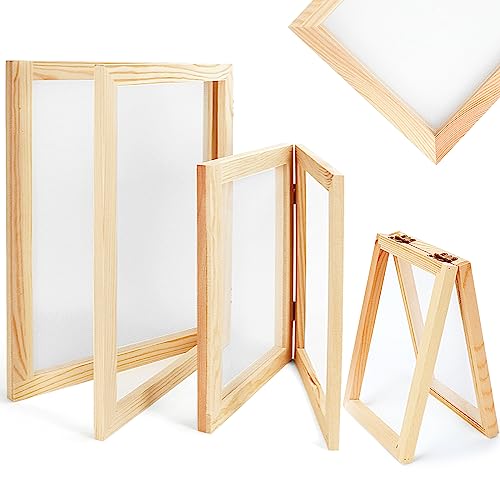 Fansunta 3 Pcs Paper Making Wooden Frame, Paper Making Mould Paper Making Screen, 3 Sizes Wooden Frame for DIY Paper Craft Making(5'' x 7'', 7.5'' x Fansunta