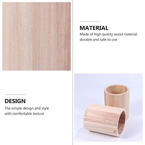 HEALLILY 2pcs Unfinished Wooden Pencil Holder Solid Wood Desk Pen Cup Pot Stationery Organizer for Home Office 8x8cm HEALLILY
