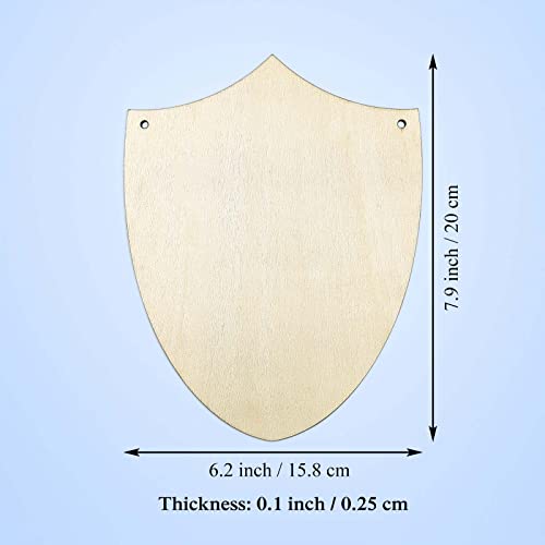 6pcs Wooden Shield Shapes Wood Sign Blank Hanging Wooden Plaque Unfinished Wood Cutouts DIY Craft Project Ornaments for Father's Day Halloween JANOU