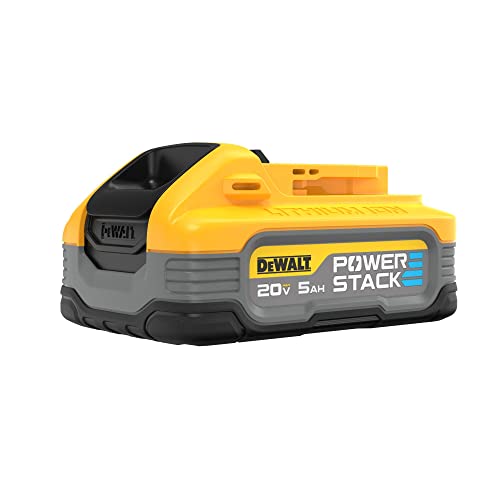 DEWALT 20V MAX Battery, POWERSTACK, More Power + More Compact, Rechargeable 5Ah Lithium Ion Battery (DCBP520) DEWALT