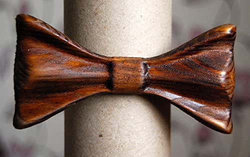 3D Mens Wooden Bow Tie - Unique Wood Bow Tie for Men - Ukrainian Wave Design Wedding Bowtie for Men and Boys in Craft Box HatynkaUA