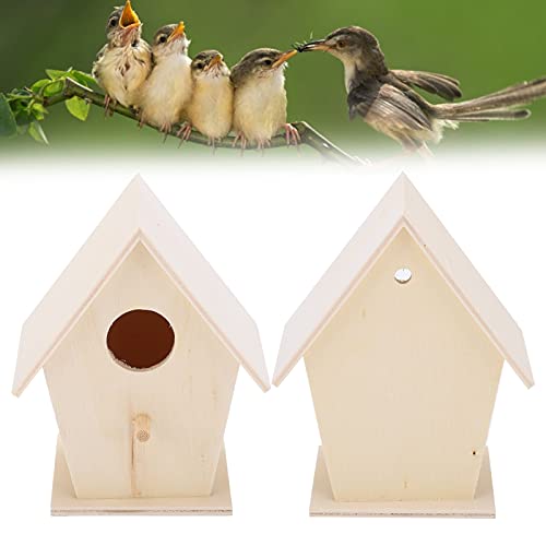 DIY Bird Feeder Houses, Wooden Bird House Unpainted Unfinished Birdhouse Hanging Bird House Hanging Birdhouse for Decorations Indoors Gardens(Single Hztyyier