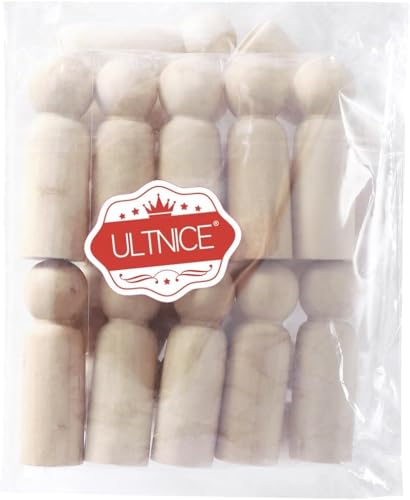 ULTNICE 20PCS Wooden Peg Doll Unfinished Wooden People Bodies Angel Dolls for DIY Craft ULTNICE