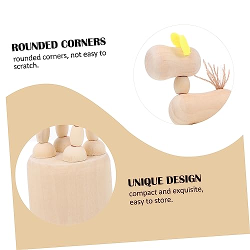 VOSAREA 3 Pcs White Embryo Ornament Wood Animal Figurines Decoraciones para Salas De Casa Waldorf Dolls Unfinished Peg Favors Home Décor Kid Toy VOSAREA
