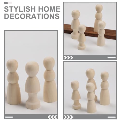 Operitacx 10pcs Unfinished Wood Peg Dolls Little Wooden Peg People Decorative Wood Doll DIY Painting Dolls for Peg People Crafts and Small World Play Operitacx