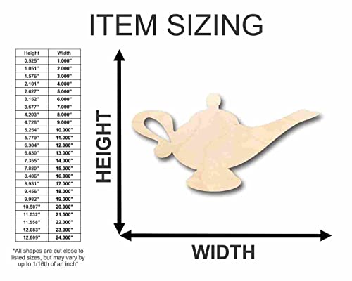 Unfinished Wood Genie's Lamp Shape - Craft - up to 24" DIY 5" / 1/2" 24 Hour Crafts