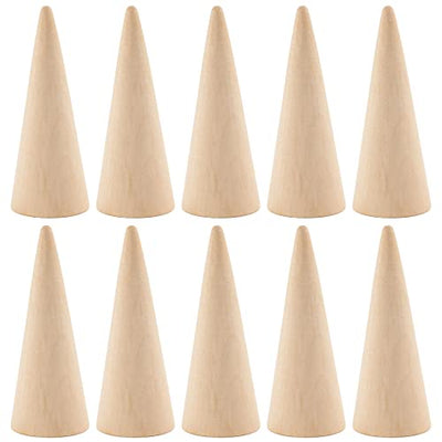 AUEAR, 10 Pack Wooden Cone Wood Ring Cone Display Holder Finger Jewelry Display Stand DIY