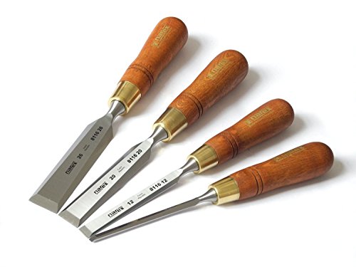 Narex Czech Steel Premium 4 pc set 6 (1/4), 12 (1/2), 20 (3/4), 26 (1) mm Chisels w/Hornbeam Handles WoodArtSupply
