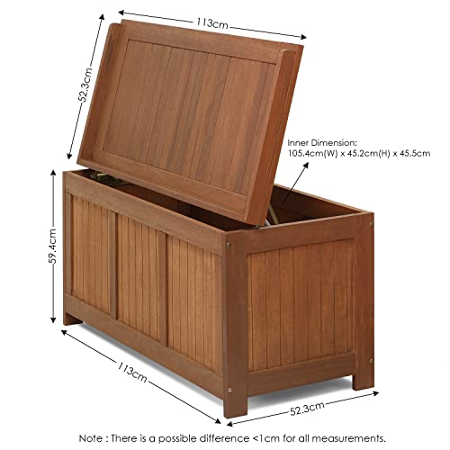 Furinno FG17685 Tioman Outdoor Patio Furniture Hardwood Deck Box in Teak Oil, Natural Furinno