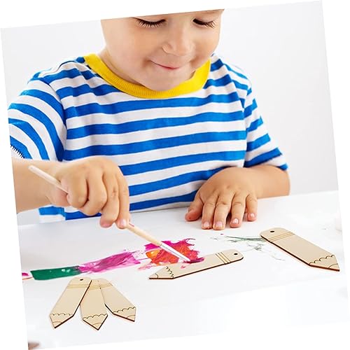 Tofficu 10pcs Wooden Blank Pencil Shaped Bookmark Tag Bookmarks Unpainted Wood Bookmark Hollow Bookmark for DIY Unpainted Unfinished DIY Bookmark DIY Tofficu