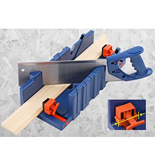 Miter Saw, Mitre Box Set, Saw & Clamping Box, Steel Angle Cutting Miter Saw Cabinet Kit 45° for Wood and Soft Metal Naroote