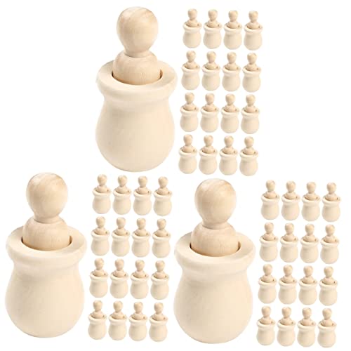 Kisangel 60 pcs Wooden Man Unfinished People Unfinished peg Doll Wooden People Doll Blank Wooden Dolls Wooden Angel Dolls kidcraft playset Unfinished Kisangel