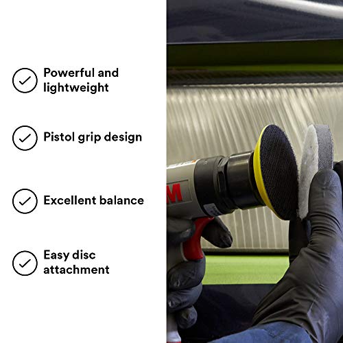 Cubitron Random Orbital Sander - Compact Auto Body Sander - Pistol Grip - 3” x 1/8” Diam. Orbit - Pneumatic - Hook and Loop Pad Cubitron