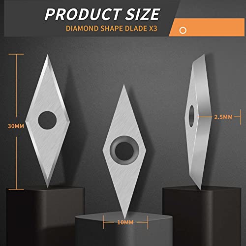 NNBWKIXI 12PCS Carbide Lathe Tools Carbide Inserts for Wood Lathe Turning Tool,Include 11mm Square with Radius,12mm and 8.9mm Round,30x10mm Diamond NNBWKIXI