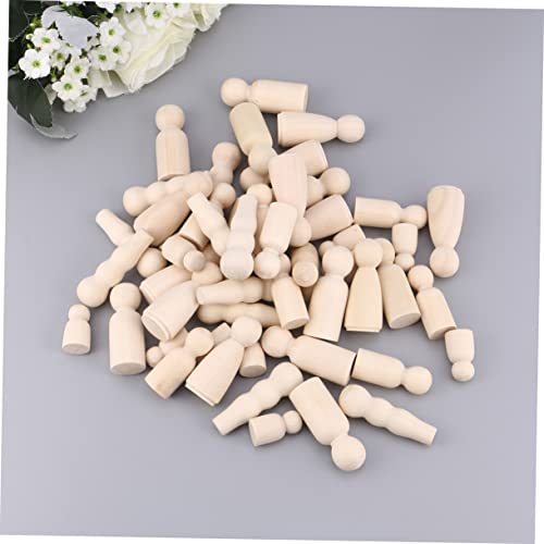 Anneome 50pcs Peg Dolls Unfinished Family Kids Dolls Kids Paint Toys Kids Toys Wood Peg People Wood Manikin for Anneome