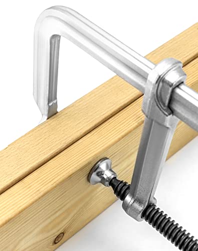 QWORK 12" Heavy Duty F Clamp, 4 Pack Drop-forged Bar Clamp, 4-3/4 Inch Throat Depth, Professional Forging Jaws, Rail, Spindle and Handle QWORK