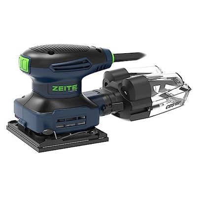 ZEITE 2.4 Amp Electric Palm Sander with 12Pcs Sandpapers, 1/4 Sheet Orbital Finishing Sander for Woodworking, 10 Ft Cord Hand Sander for Polishing