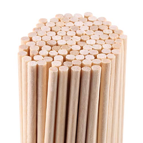 Senkary Wooden Dowel Rods 1/8 x 12 Inch Unfinished Natural Wood Craft Dowel Rods, 100 Pieces Senkary
