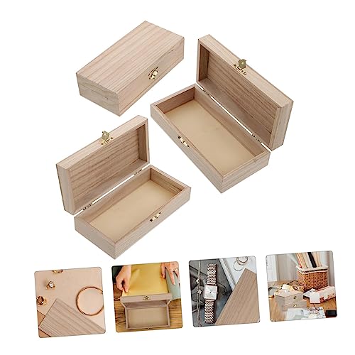 VOSAREA 9 Pcs clamshell wooden box mini containers obx jewelry moisennette jewelry Rustic Jewelry Chest jewelry organizer tray unfinished wood VOSAREA