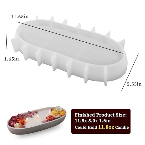 Wehous Large Bowl Resin Mold, 11.6'' Oval Bowl Silicone Molds for Resin Concrete Cement, Epoxy Casting Mold for Jewelry Makeup Storage Container Wehous