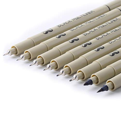 Mr. Pen- Drawing Pens for Artists, 8 Pack Black Multiliner/Fineliner Micro Anime / Sketch Pens, Line Art /Inking Pens, Fine Point Bible Journaling Mr. Pen