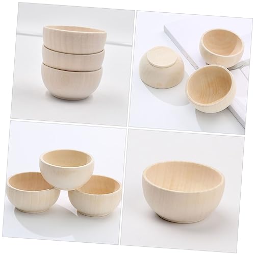 EXCEART 5 Pcs Wooden Bowl Woody Doll Accessories Mini Candle Wooden Peg Doll DIY Wood Bowls Mini Wood Bowls Wooden Unfinished Crafts Bowls Wood Bowls EXCEART