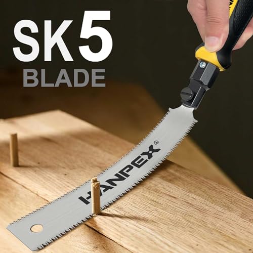 Hanpex Mini Japanese Hand Saw 7" Double Edge Pull Saw, SK5 Flush Cut Woodworking Hand Saw- Flexible Blade - 14 TPI / 17 TPI Hanpex