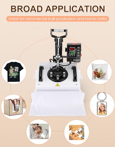 Wesoky Heat Press Machine for T Shirts, 12x10in Shirt Press Machine for Sublimation Ceramic Christmas Ornament Pillow Bag, 650W Clamshell Printing Wesoky