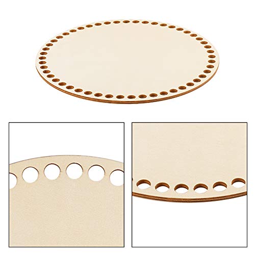 PH Pandahall 1pc Natural Wooden Basket Bottom, 7.8 Inch Circle Blank Solid Crochet Basket Wood Base for DIY Basket Weaving Supplies Craft Making Home PH PandaHall