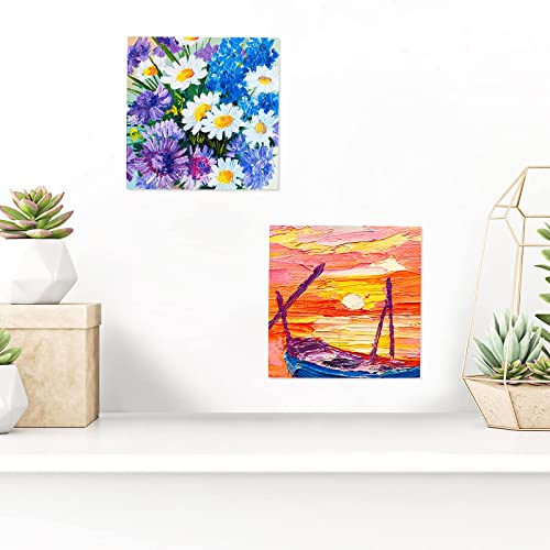 ADXCO 8 Pack Wood Panels 6 x 6 Inch Unfinished Wood Canvas Wooden Panel Boards for Painting, Pouring, Arts Use with Oils, Acrylics ADXCO