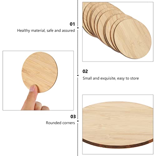 Operitacx 15pcs Round Bamboo Unfinished Wood Circle Unfinished Round Discs Spring Wooden Cutout Unfinished Bamboo Chips Christmas Toys Kid Toys Operitacx