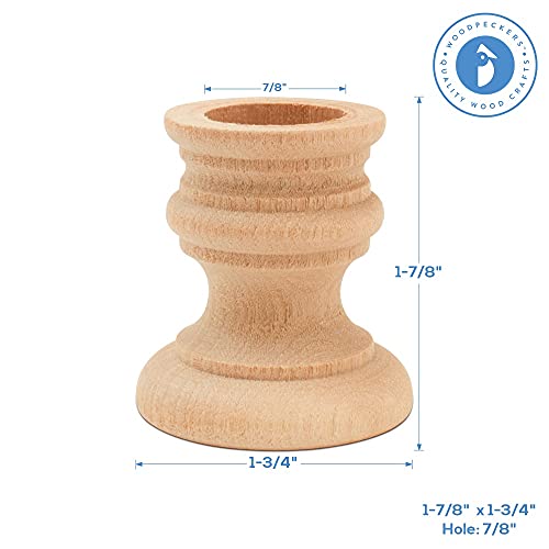 Woodpeckers Unfinished Wood Country Candle Cups, 1-7/8 inch with 7/8 inch Taper Candle Hole, Set of 12 Woodpeckers