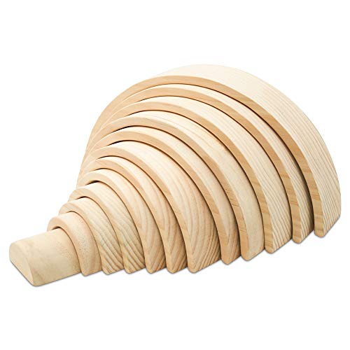 Large Wooden Rainbow Stacker Arches, Set of 12 pcs., Natural and Unfinished Stacking Rainbow, by Woodpeckers Woodpeckers