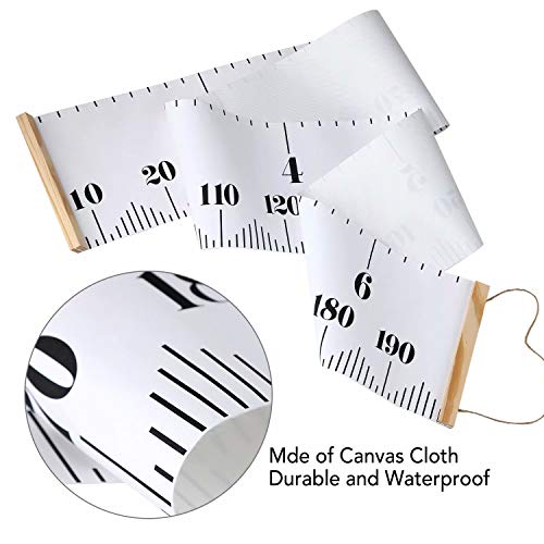 Smlper Growth Chart for Kids,Child Height Chart Ruler for Wall,Wood Frame Fabric Canvas Height Measurement Ruler for Kids Nursery Room,Removable Wall Smlper