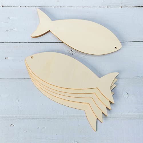 Fish Wood Craft Sea Fish Shape Unfinished Wood DIY Craft Ornament for Wedding Birthday Thanksgiving Party Sea Theme Party Decoration 10Pack Lamantery