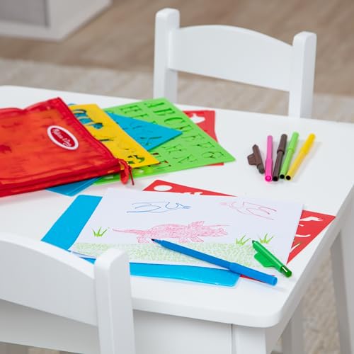 Melissa & Doug Created by Me! Stencil Art Coloring Activity Kit in Storage Pouch - 170+ Designs, 6 Markers, 2 Crayons, Paper - FSC-Certified Melissa & Doug