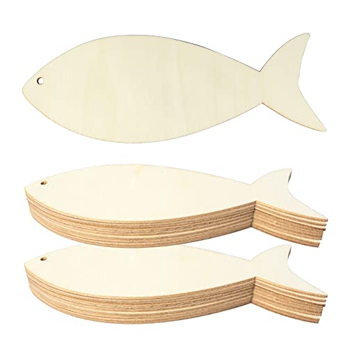 Fish Wood Craft Sea Fish Shape Unfinished Wood DIY Craft Ornament for Wedding Birthday Thanksgiving Party Sea Theme Party Decoration 10Pack Lamantery