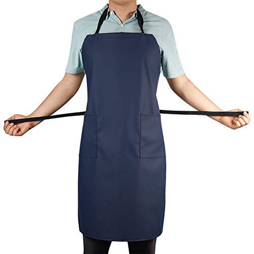 Waterproof Rubber Vinyl Apron W/ 2 Pockets - Lab Apron for DishWashing,Grooming Blue VWELL