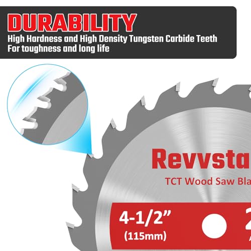 4-Pack 4-1/2 Inch 24T TCT Carbide Compact Circular Saw Blade Set with 3/8" Arbor, Assorted for Cutting Wood, Plastic and Composite Materials Fit Revvstark