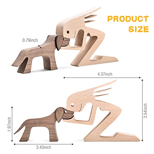 Handmade Wooden Dog Gift for Dog Lover,Wooden Carving Dog,Dog Statue Wood Small Decorations for Home,Office,Living Room iShine