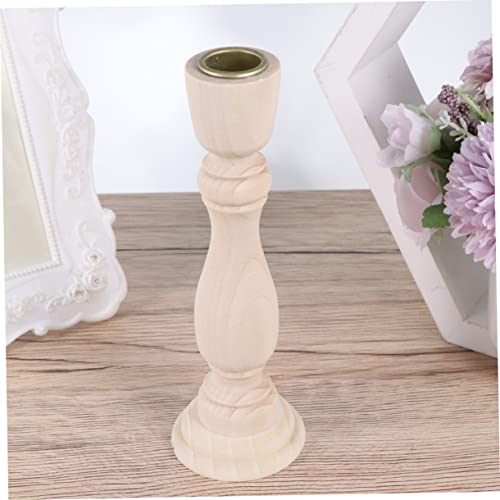 2pcs Glass Menorah Glass Candlestick Holder Unfinished Wooden Candlesticks Pillar Candle Dish Table Candlestick Small Candle Tray Bracket Candlestand EXCEART