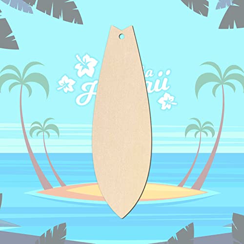 20pcs Surfboard Shape Unfinished Wood Cutouts DIY Crafts Blank Surf Board Wooden Ornaments for Summer Beach Hawaii Luau Party Decoration JANOU