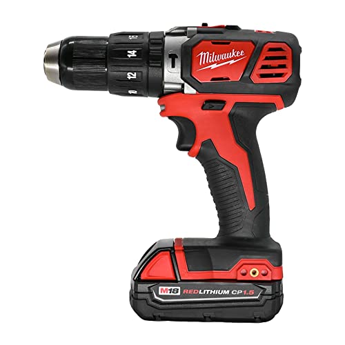 Milwaukee 2607-21CT Tool M18 Lithium-Ion Cordless 1/2-inch Hammer Drill Driver Kit with 1.5Ah Battery, Charger and Hard Case Milwaukee