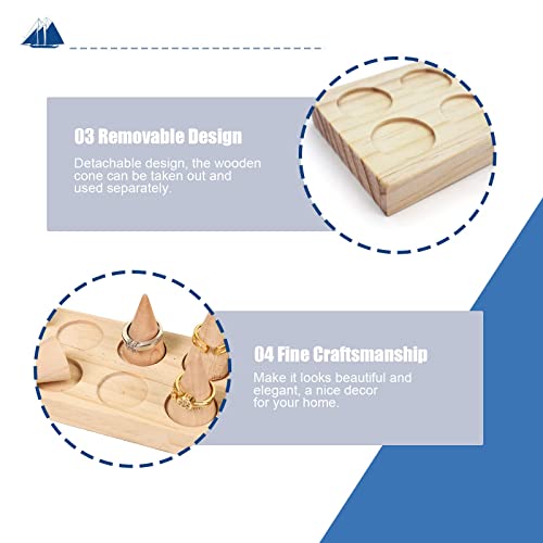 LIOUCBD 12 Fingers Wood Ring Display Stand Cone Ring Holders, Jewelry Display Holder Showcase, Ring Bracelet Organizer for Girls Women Jewelry LIOUCBD