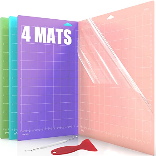 Lzerking Cutting Mat for Cricut 4 Pack Accessories and Supplies Variety Replacement Standard Light Strong Frabic Cut Pads Cricket Cards for Cut Lzerking