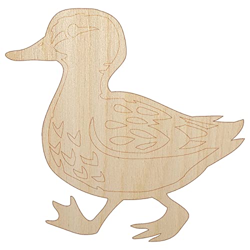 Cute Duck Walking Unfinished Wood Shape Piece Cutout for DIY Craft Projects - 1/4 Inch Thick - 6.25 Inch Size Sniggle Sloth