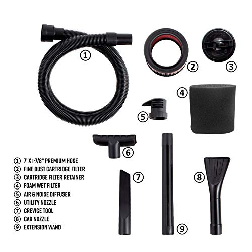 Vacmaster Professional - Professional Wet/Dry , 5 Gallon, Beast Series, 5.5 HP 1-7/8" Hose Jobsite Vac (VFB511B0201), Black Vacmaster