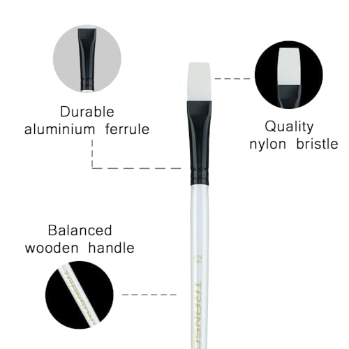 Transon 14pcs Art Painting Brush Set for Acrylic, Watercolor, Gouache, Oil and Hobby Painting White Color TRANSON