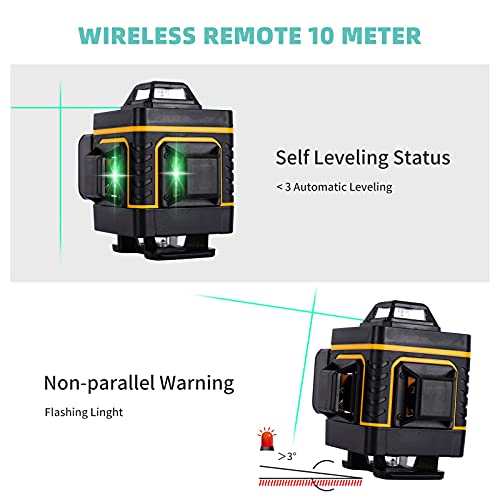 16 Lines 4D Laser Level Self-Leveling 4x360 Horizontal & Vertical Cross line Rechargeable line Laser Green Beam Magnetic Lifting Base for Indoor YSJOMJHYS